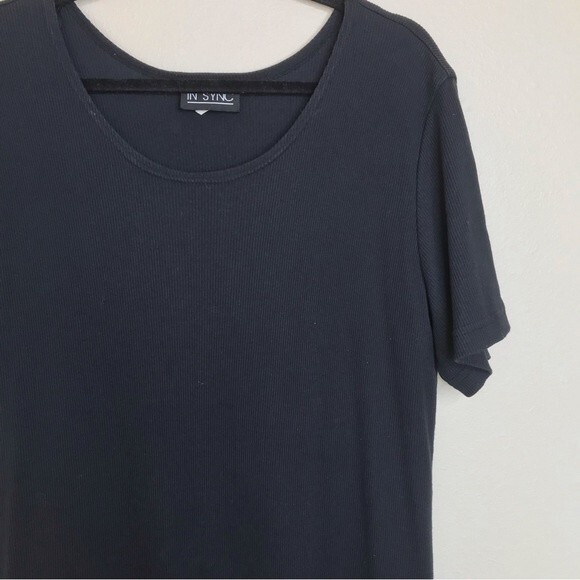 Vintage In Sync Black Ribbed Knit Drop Waist Red Tartan Plaid Dress Women's 24 - Picture 3 of 13